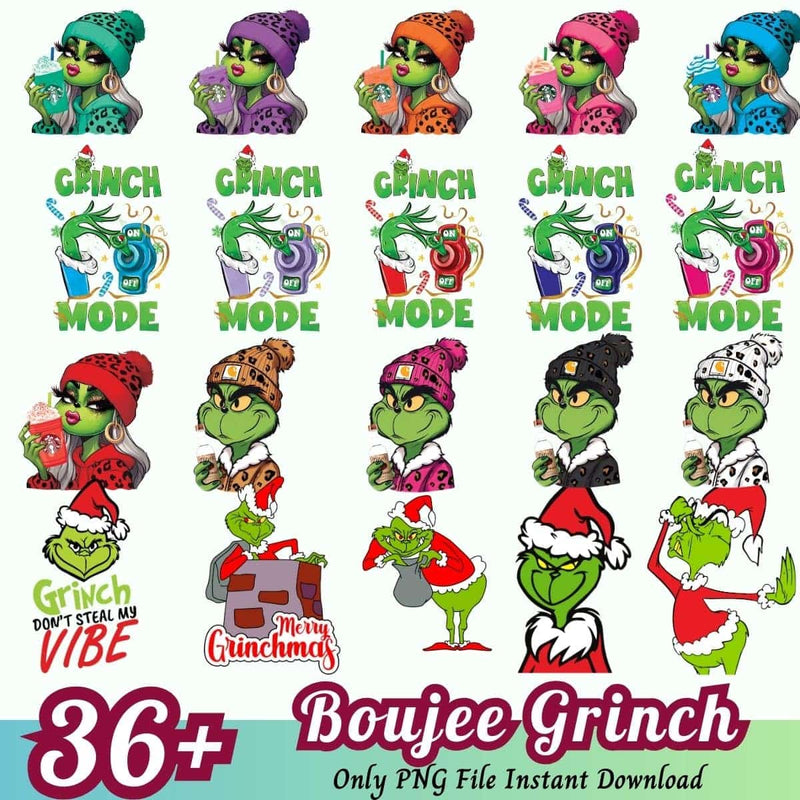 Bougie Grinch Bundle PNG 36+ Grinch Christmas PNG Instant Download