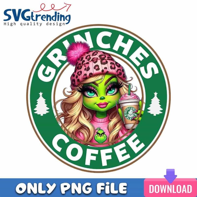 Pinky Grinch Coffee PNG Bougie Christmas PNG Instant Download