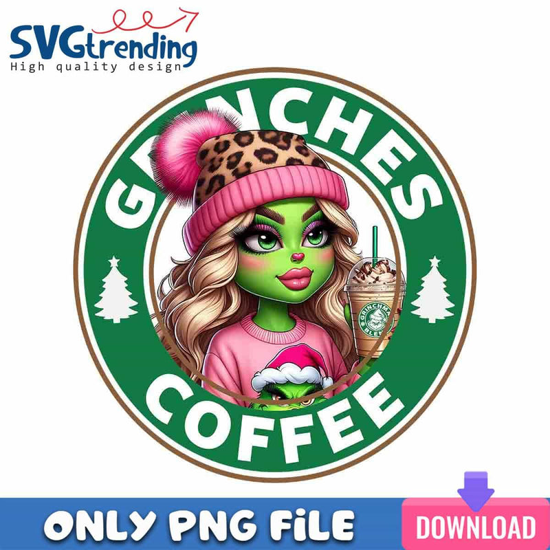 Pink Grinches Coffeemas PNG Boujee Grinch PNG Instant Download