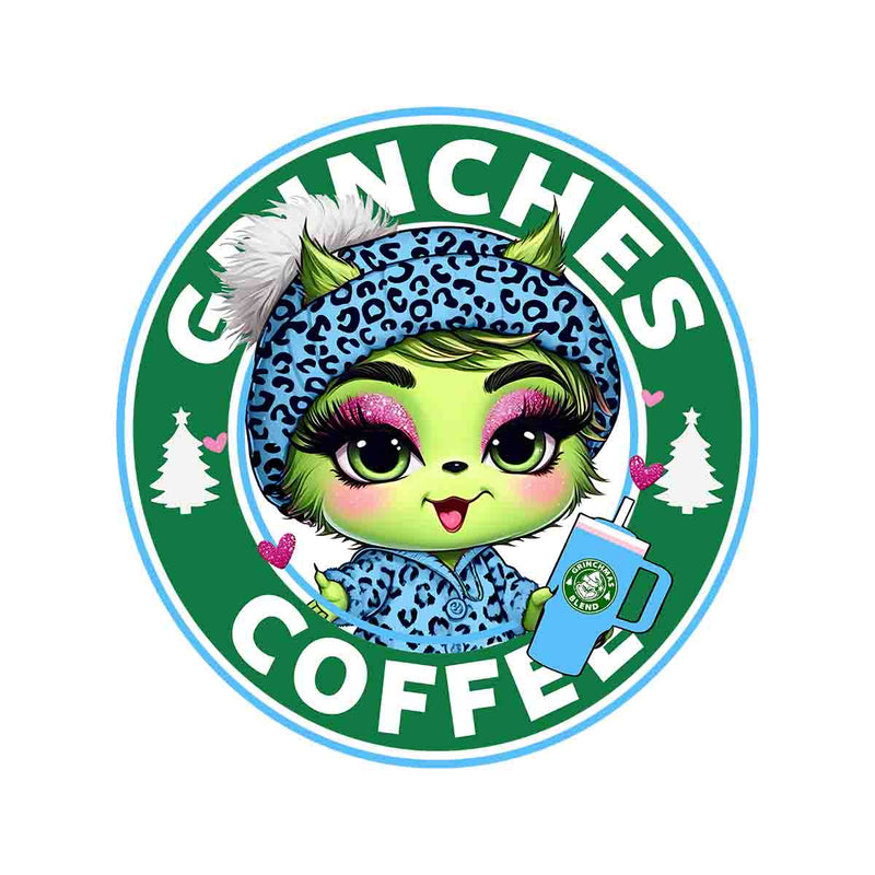 Blue Grinch Baby PNG Christmas Coffee PNG Instant Download