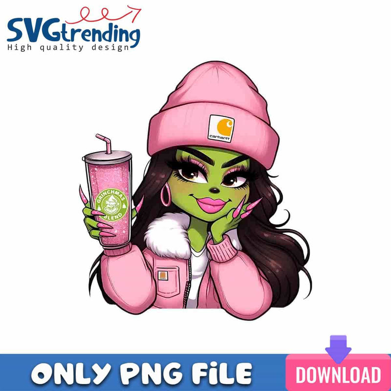 Pink Bougie Grinch PNG Grinch Coffee PNG Instant Download