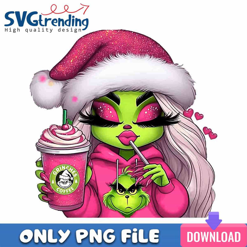 Glitter Grinch PNG Grinch Coffee PNG Instant Download