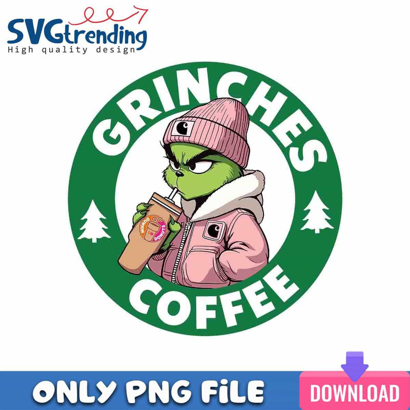 Pink Grinch Bougie PNG Christmas Coffee PNG Instant Download