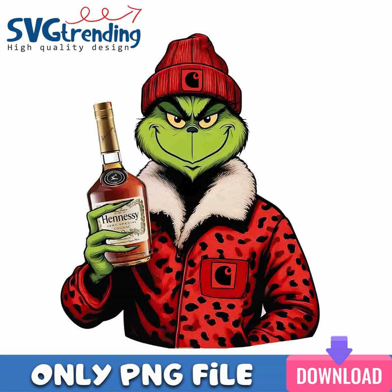 Grinch And Hennessy PNG Boojee Drinking PNG Instant Download