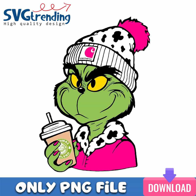 Pink Grincmas Coffee PNG Bougie Christmas PNG Instant Download