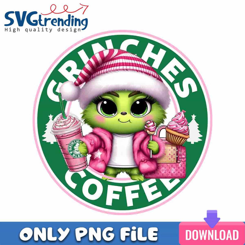 Baby Pink Grinch PNG Bougie Christmas Coffee PNG Instant Download