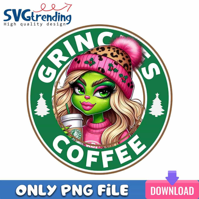 Pink Bougie Coffee PNG Grinch Christmas PNG Instant Download