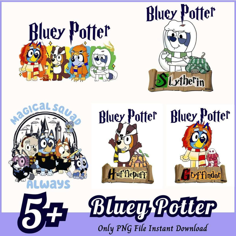 Bluey Potter Bundle PNG 5+ Bluey Wizard PNG Instant Download