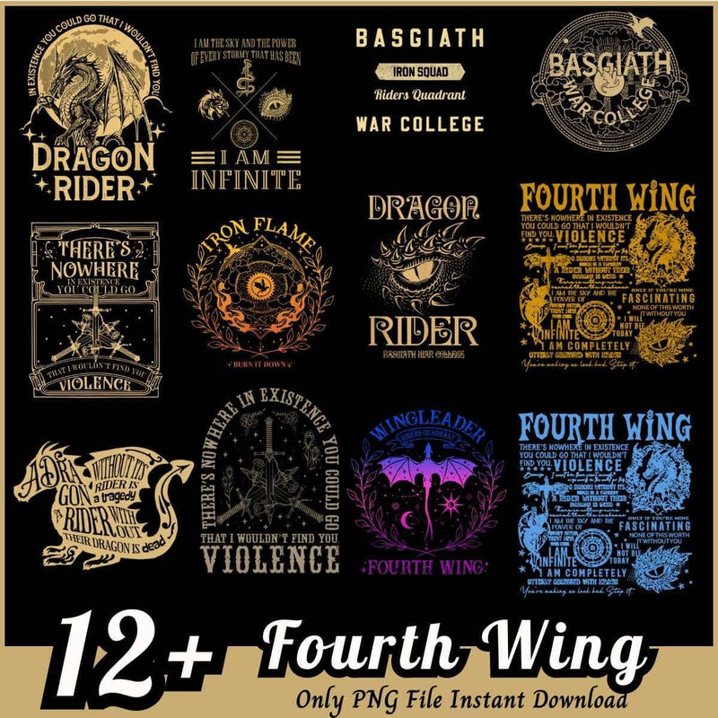 Fourth Wing Bundle PNG 12+ Basgiath War College PNG Instant Download