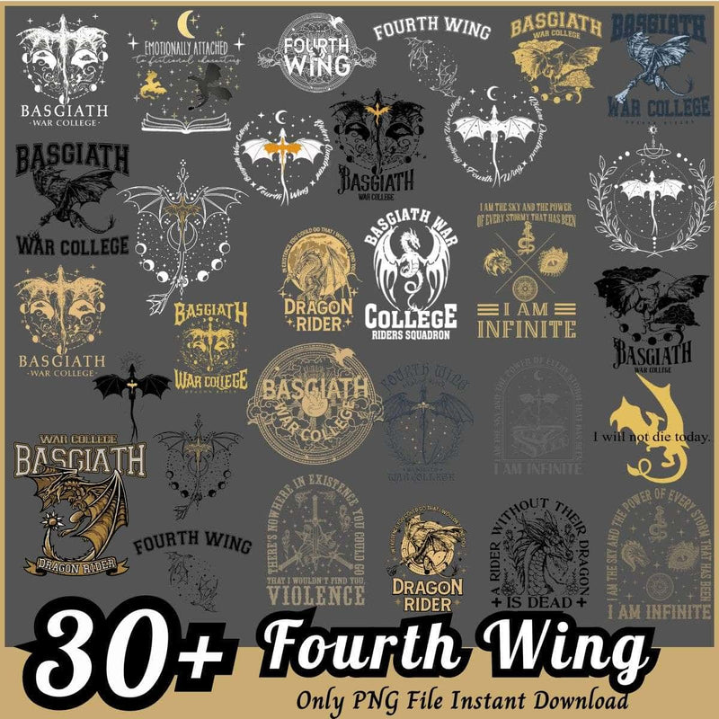 Bookish Bundle PNG 30+ Fourth Wing PNG Instant Download