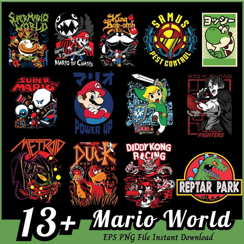 Mario World Bundle PNG EPS 13+ Super Mario PNG EPS Instant Download