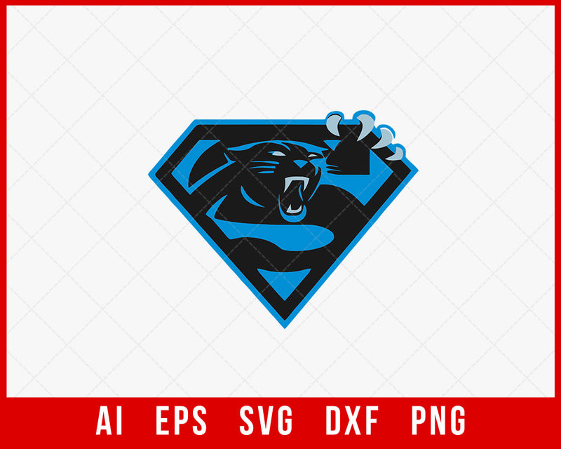 Carolina Panthers Logo Superman Silhouette NFL SVG Cut File for Cricut Silhouette Digital Download