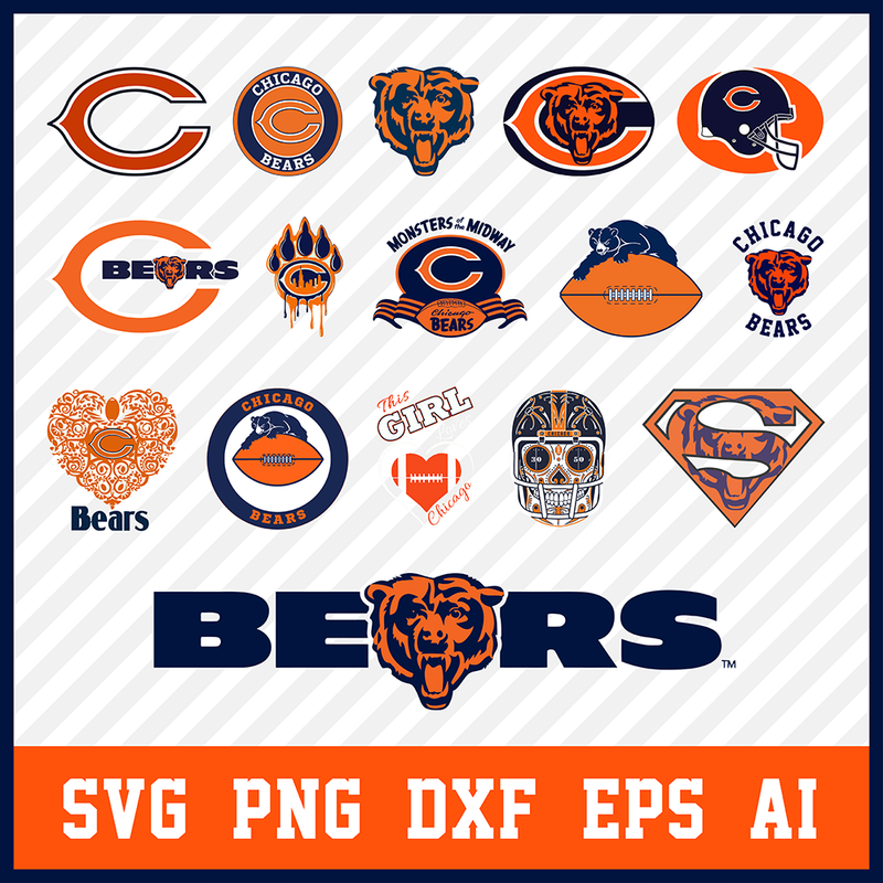 Chicago Bears Svg Bundle, Bears Svg, Chicago Bears Logo, Bears Clipart, Football SVG bundle, Svg File for cricut, Nfl Svg