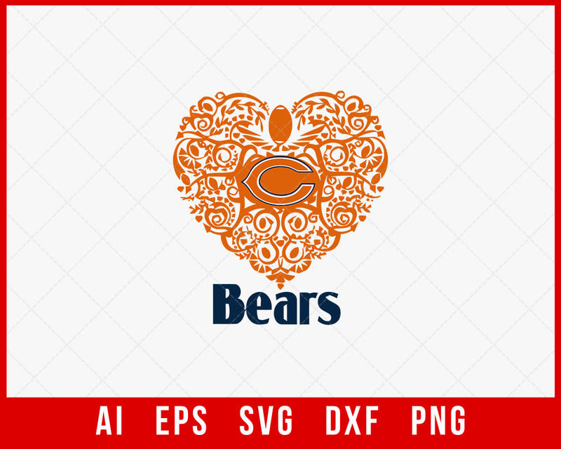 Chicago Bears SVG Love PNG Silhouette NFL SVG Cut File for Cricut Digital Download