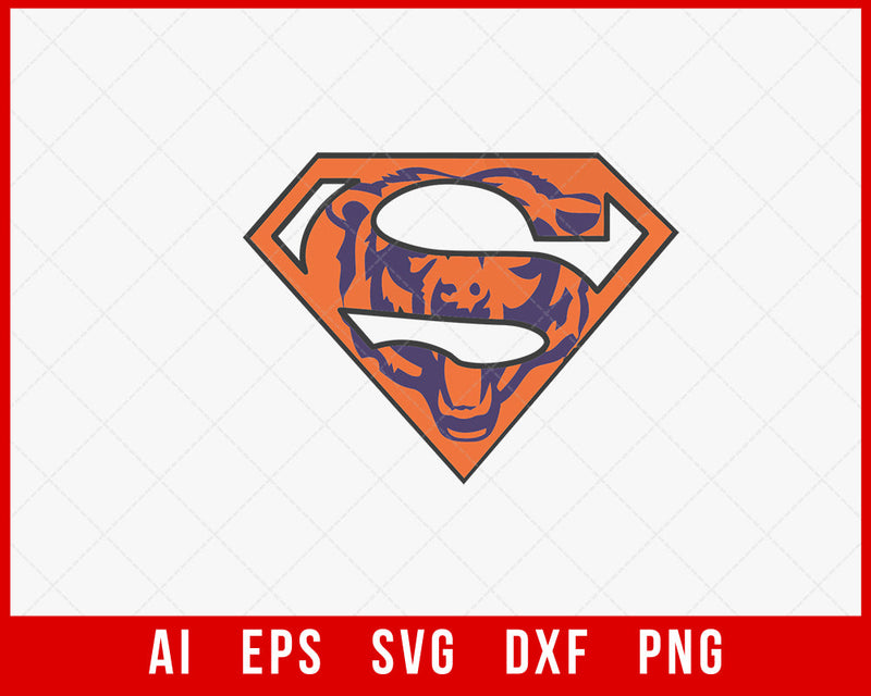 Chicago Bears Superhero Clipart NFL SVG Cut File for Cricut Digital Download