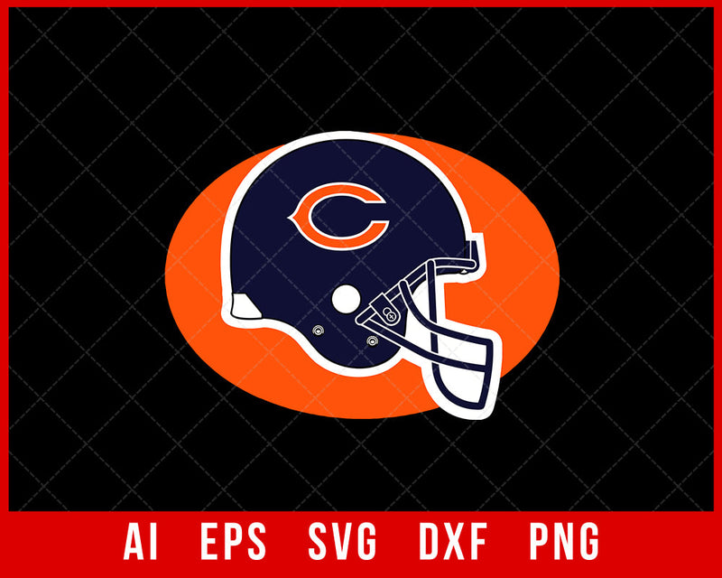Chicago Bears Helmet Clipart Sports Silhouette NFL SVG Cut File for Cricut Digital Download