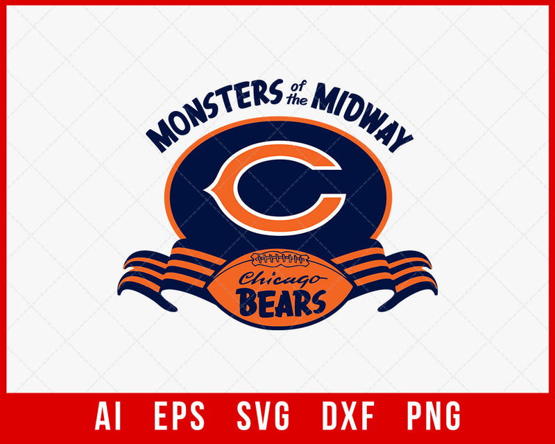 Monsters of the Midway SVG Bears Silhouette NFL SVG Cut File for Cricut Digital Download