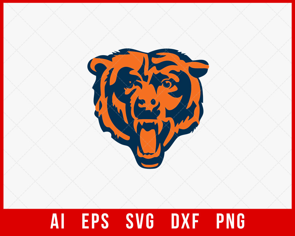 Chicago Bears Logo Design Bears Head SVG NFL Silhouette Cut File for C