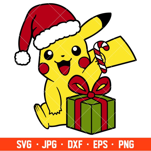Christmas Pikachu&nbsp;Svg, Christmas Svg, Merry Christmas Svg, Pokemon Svg, Cricut, Silhouette Vector Cut File