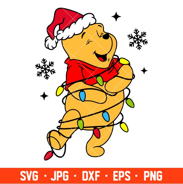 Christmas Pooh Bear Svg, Free Svg, Daily Freebies Svg, Cricut, Silhouette Vector Cut File