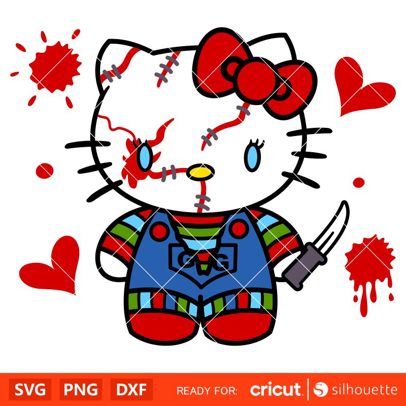 Hello Kitty Halloween Svg, Chucky Hello Kitty Svg, Halloween Hello Kitty Png