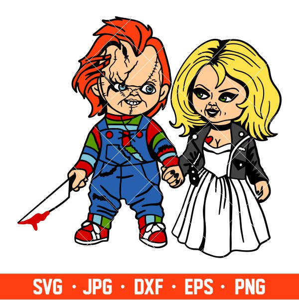 Chucky and Tiffany Svg, Halloween Svg, Spooky Season Svg, Trick or Treat Svg, Cricut, Silhouette Vector Cut File