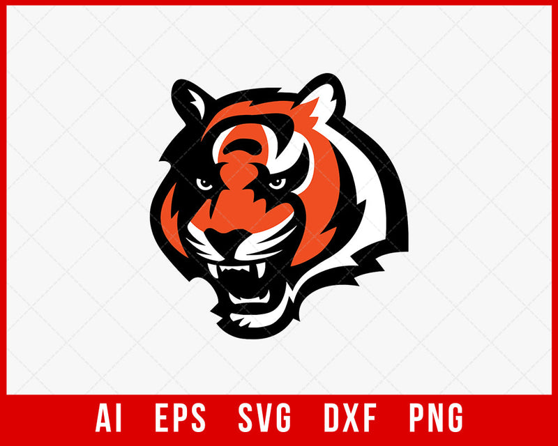 Cincinnati Bengals Logo Tigers Head Outline NFL SVG Cut File for Cricut Digital Download