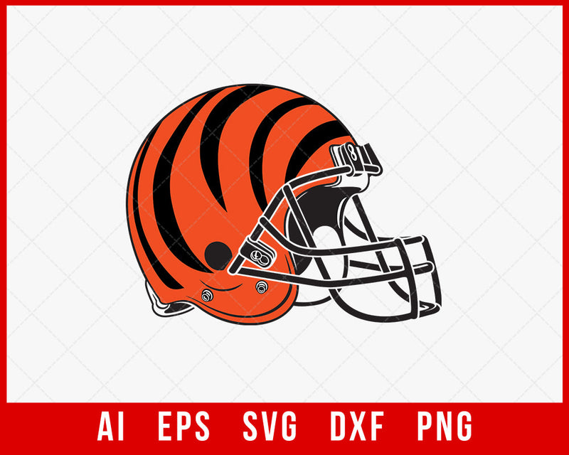 Cincinnati Bengals Helmet Silhouette NFL T-shirt Design SVG Cut File for Cricut Digital Download