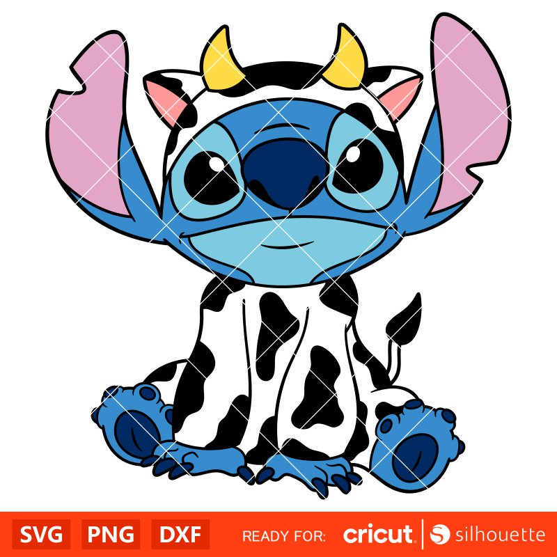 Cow Stitch Svg, Cow Pattern Svg, Lilo &amp; Stitch Svg, Disney Svg, Cricut, Silhouette Vector Cut File