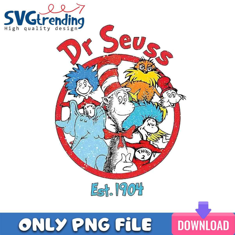 Dr. Seuss Est 1904 Red PNG Dr. Seuss Day PNG Instant Download