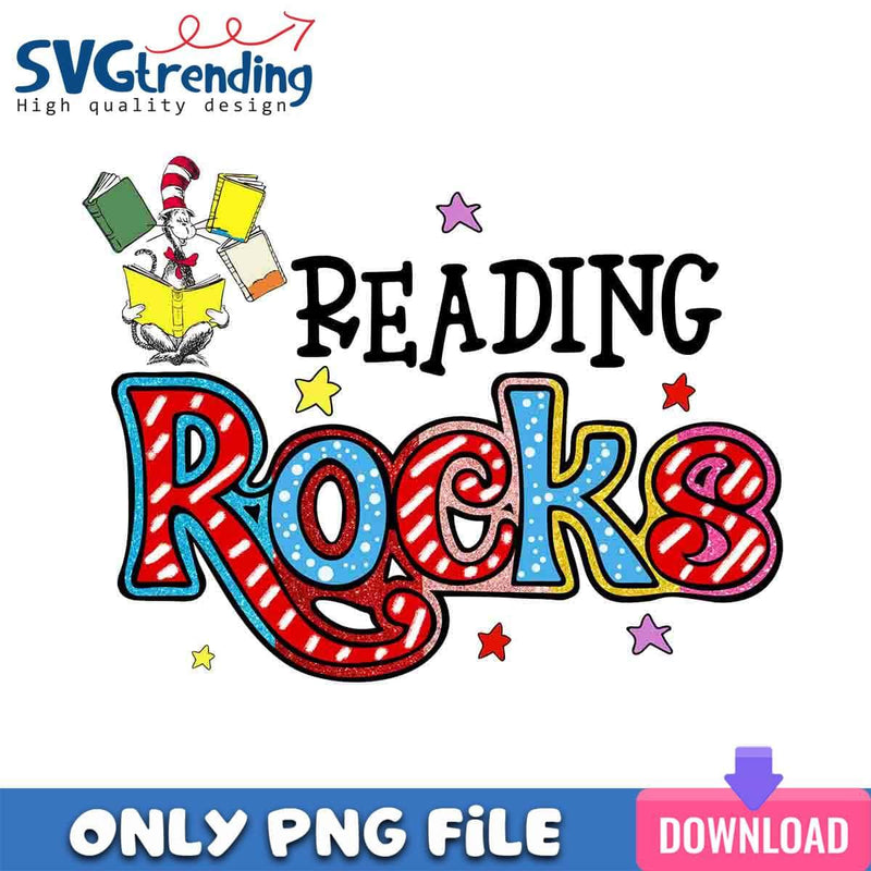 Cat Reading Rocks PNG The Cat In The Hat PNG Instant Download