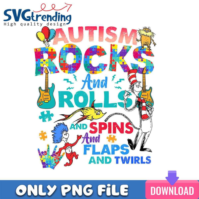 Autism Rocks And Rolls PNG Autism Love PNG Instant Download