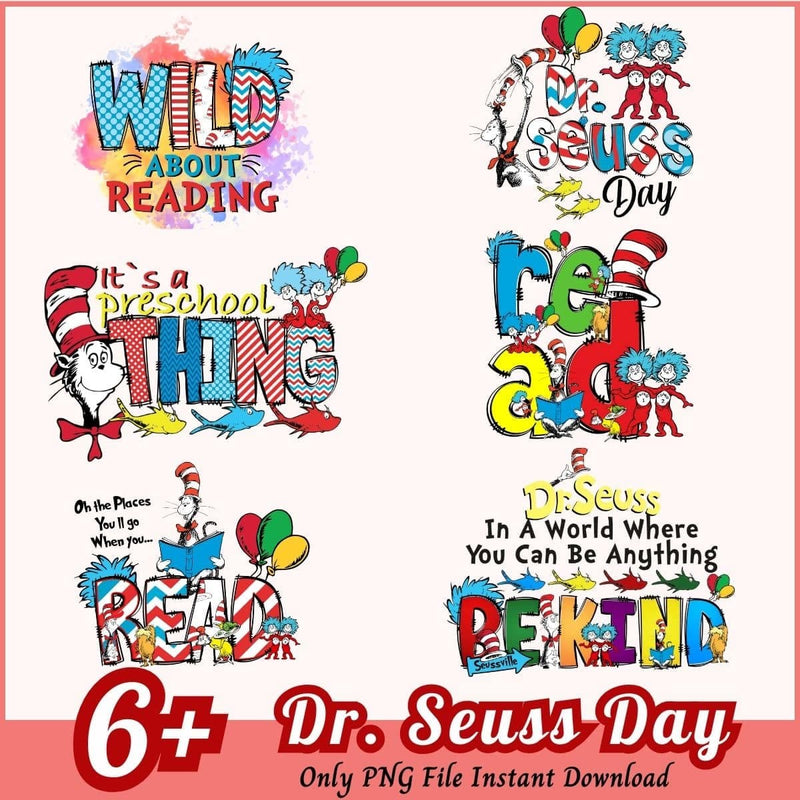 Dr Seuss Day Bundle PNG 6+ Dr Seuss Quotes PNG Instant Download