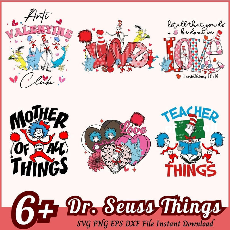 Dr Seuss Things Bundle SVG 6+ Dr Seuss Teach SVG PNG EPS DXF Instant Download