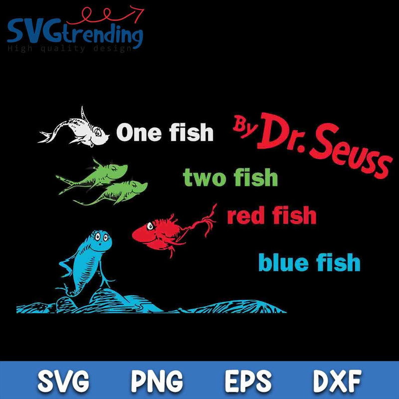 One Fish Two Fish SVG EPS DXF PNG Files For Cricut Instant Download