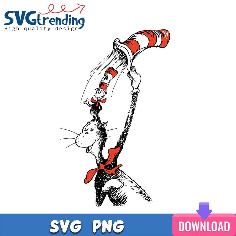 Cat On The Cat SVG DR Seuss Inspiration SVG Files For Cricut Instant Download