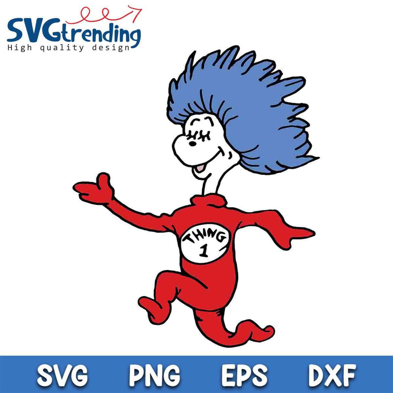 Dr Seuss Thing 1 SVG EPS DXF PNG Files For Cricut Instant Download