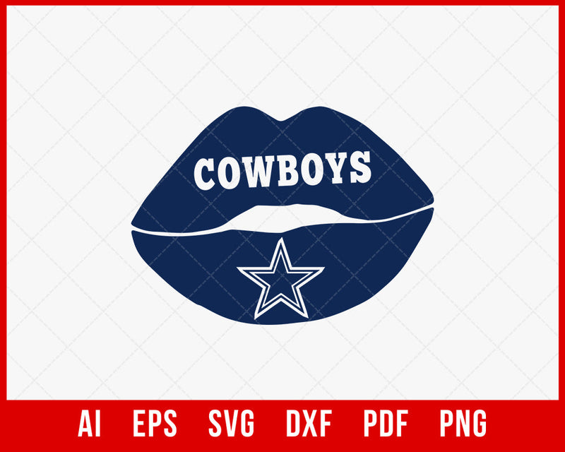 Dallas Cowboys Lip Sign Clipart T-shirt Design SVG Cut File for Cricut Digital Download