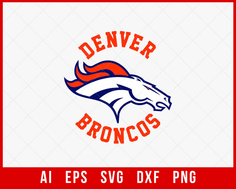 NFL Team Denver Broncos Cameo Decal SVG T-shirt Design Cut File for Cricut Digital Download