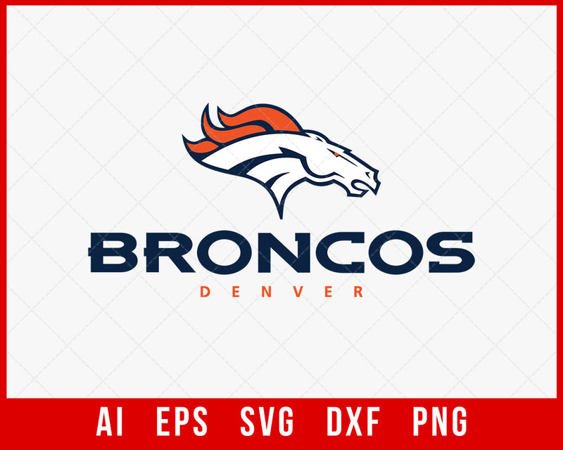 Broncos Silhouette NFL Team Logo SVG T-shirt Design Cut File for Cricut Digital Download
