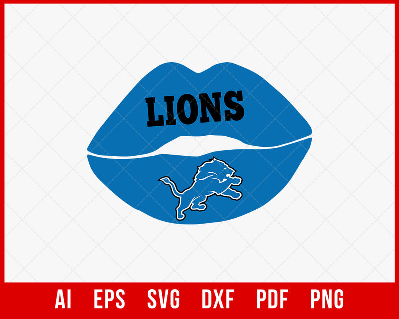 Detroit Lions Lip Clipart SVG File for Cricut Maker and Silhouette Cameo Digital Download