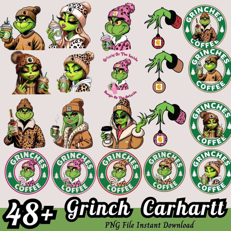 Grinch Carhartt Bundle PNG 48+ Grinch Boujee PNG Instant Download