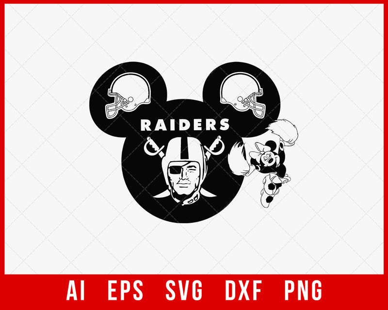 Mickey Minnie Raiders Football Clipart Silhouette NFL SVG Cut File for T-shirt Cricut Digital Download