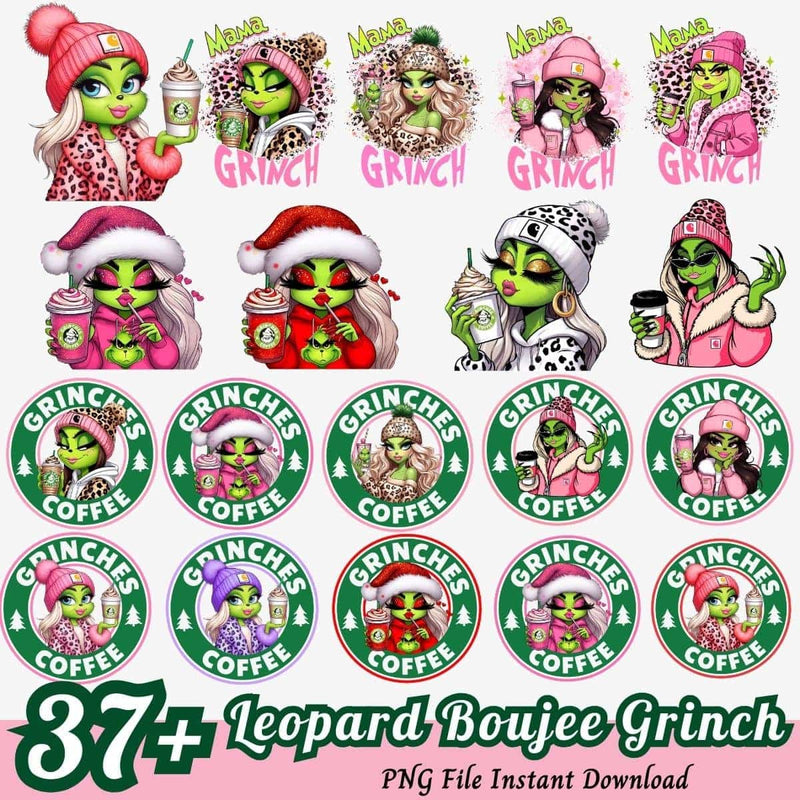 Grinchmas Coffee Bundle PNG 37+ Grinch Bougie PNG Instant Download