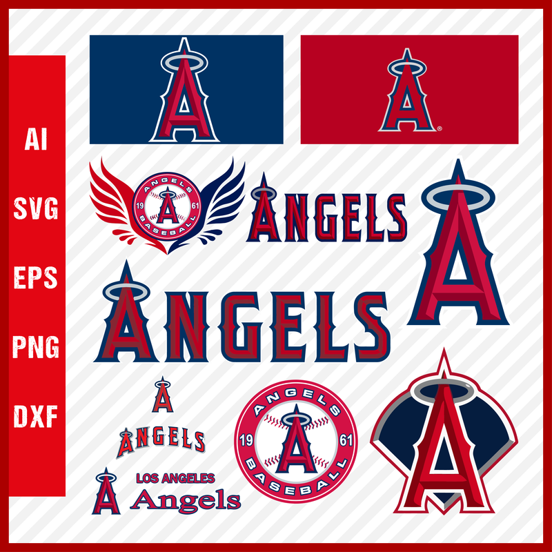 Los Angeles Angels Mlb Svg Cut Files Baseball Clipart Bundle