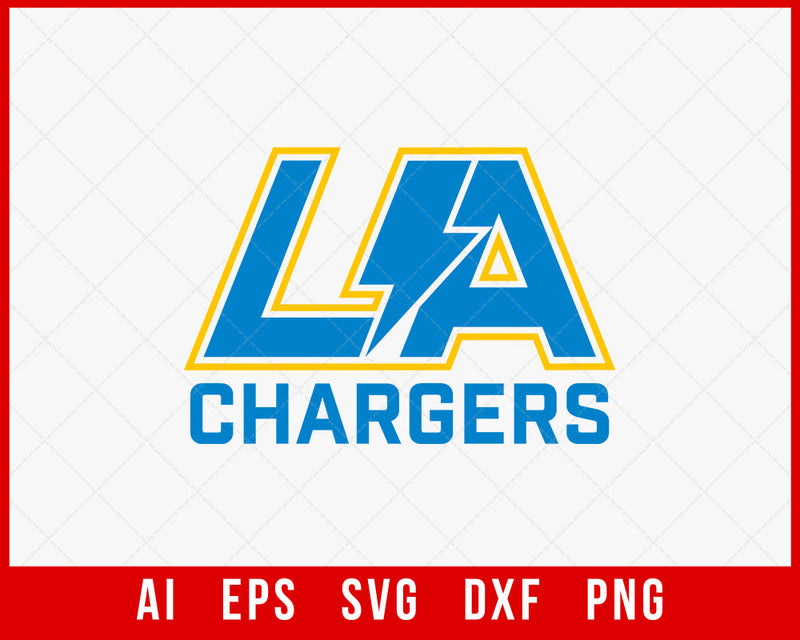 Los Angeles Chargers Clipart NFL Logo Silhouette Decal SVG Cut File for Cricut Digital Download