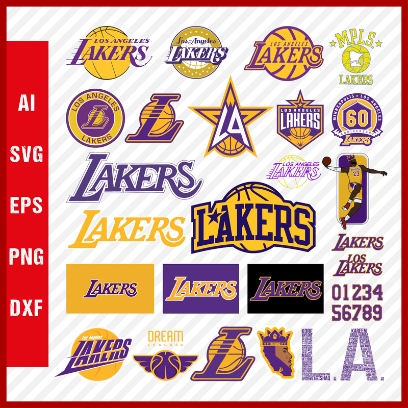 NBA Los Angeles Lakers Svg Cut Files Basketball Clipart Bundle