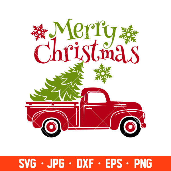 Christmas Truck Svg, Merry Christmas Svg, Red vintage Truck Svg, Christmas Svg, Cricut, Silhouette Cut File