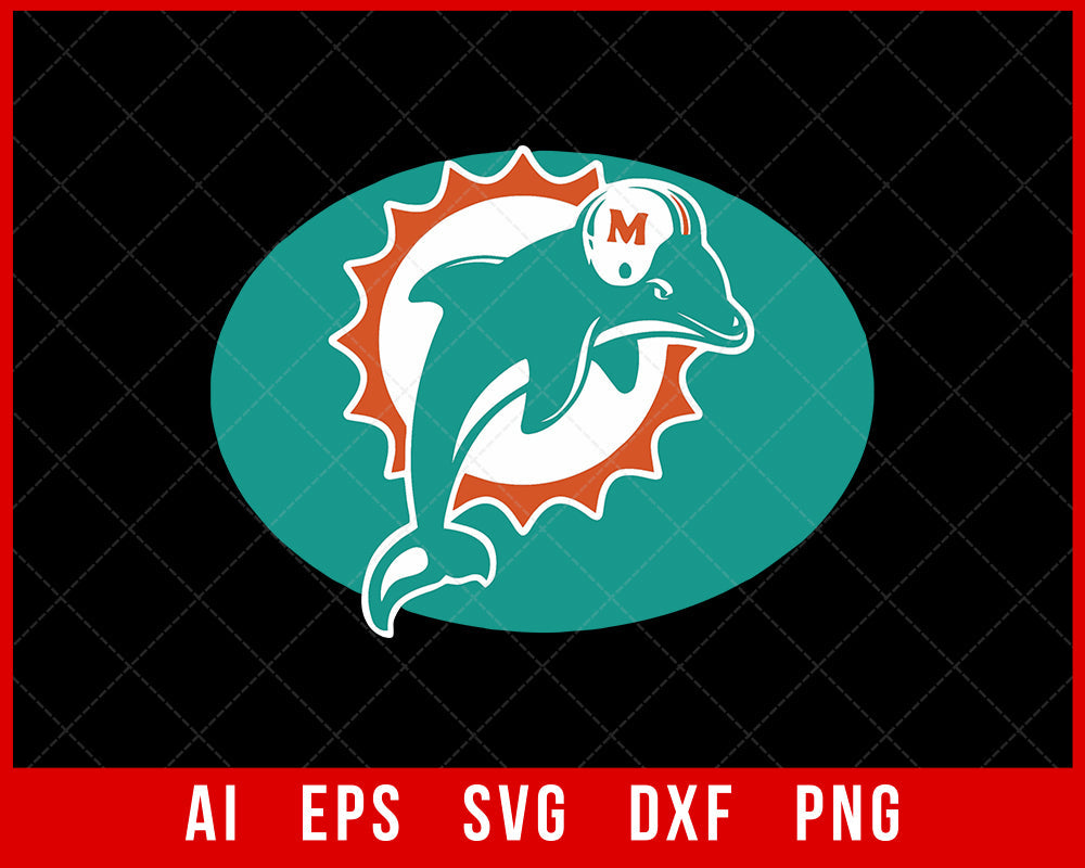 Dolphins Clipart SVG NFL Team Miami Dolphins Silhouette T-shirt Design