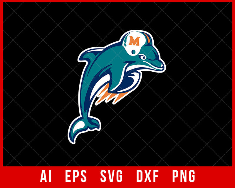 Dolphins Clipart Silhouette Drawing NFL Club SVG T-shirt Design SVG Cut File for Cricut Digital Download